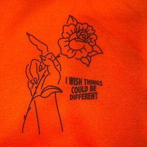 Broken Promises Orange Hoodie small men’s graphic NWOT